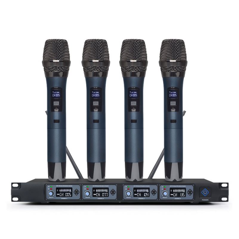 UHF 4 channels wireless microphone system for stage KTV personal show