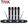 Tiwa 4 channels professional UHF wireless microphone with 4 handhelds/headsets/gooseneck mic