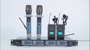 UHF 4 Channels Handheld Wireless Microphone System Cordless Mic Professional for Karaoke Singing