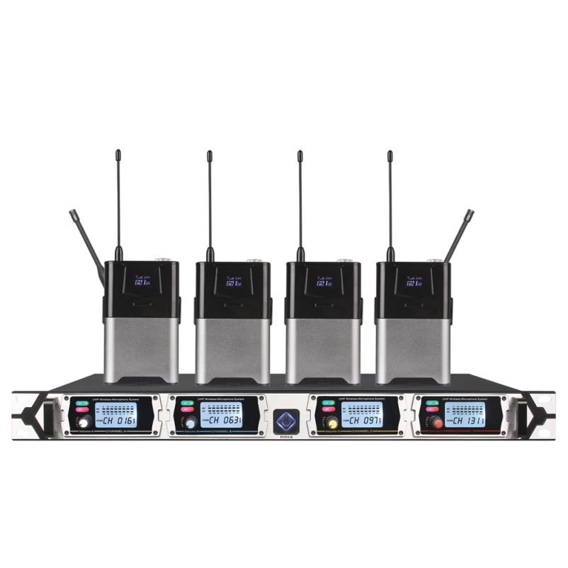 Tiwa 4 channel UHF wireless microphone with bodypack handheld headset microphone