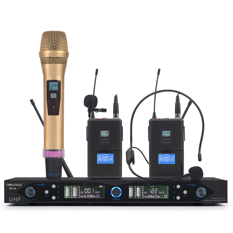 TIWA 2 channels Wireless Microphone system for teaching public Speaking with 2 Handhelds