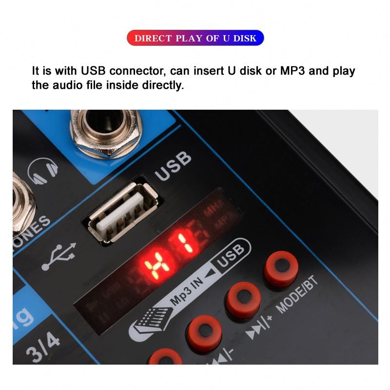 DJ stereo 4 channel USB mixer