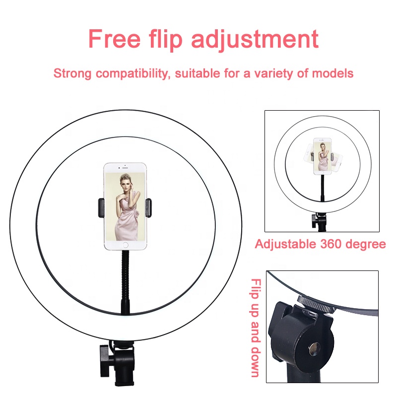Microphone tripod stand with 26cm ring light for livestream youtube video recording tiktok stand