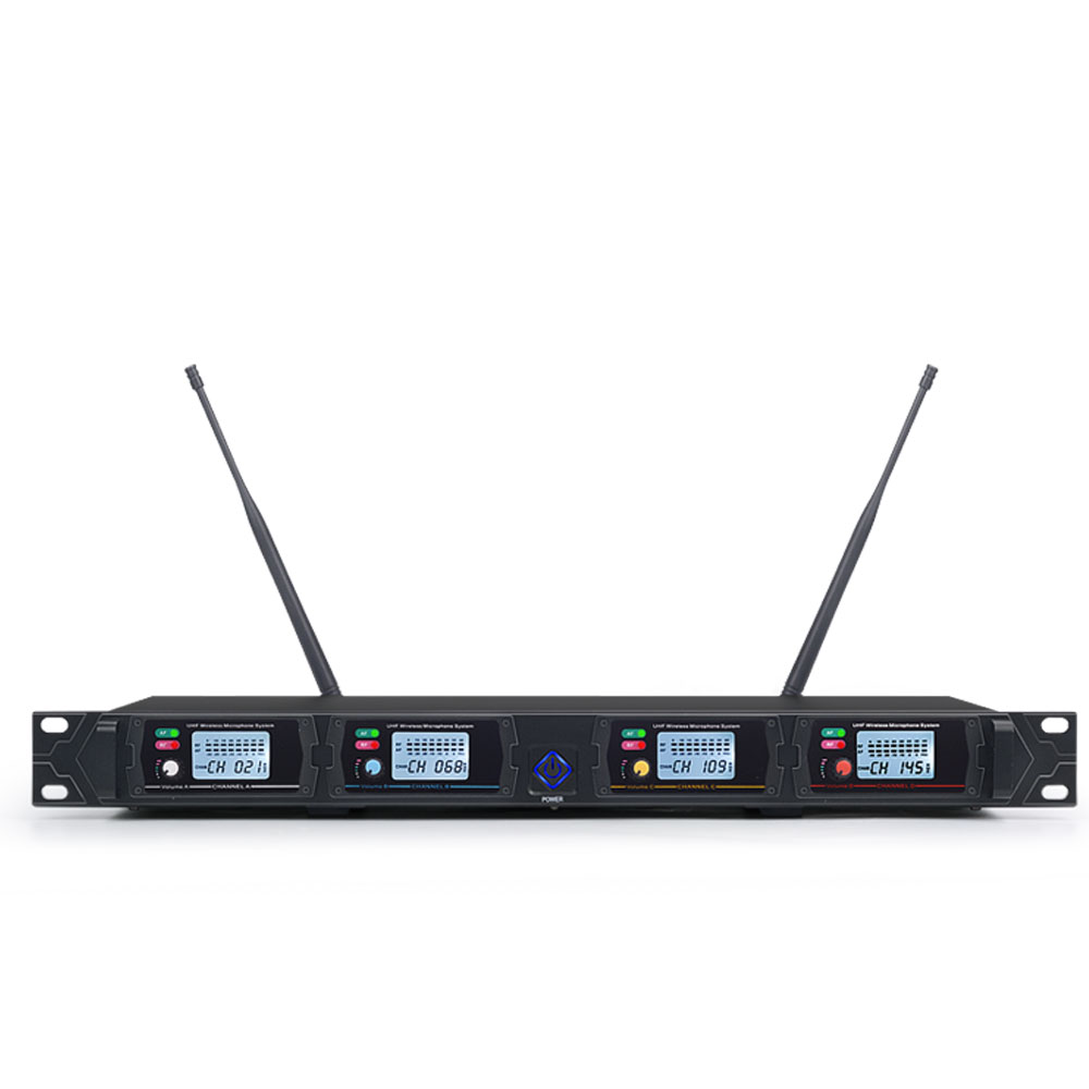 Tiwa 4 channels professional UHF wireless microphone with 4 handhelds/headsets/gooseneck mic